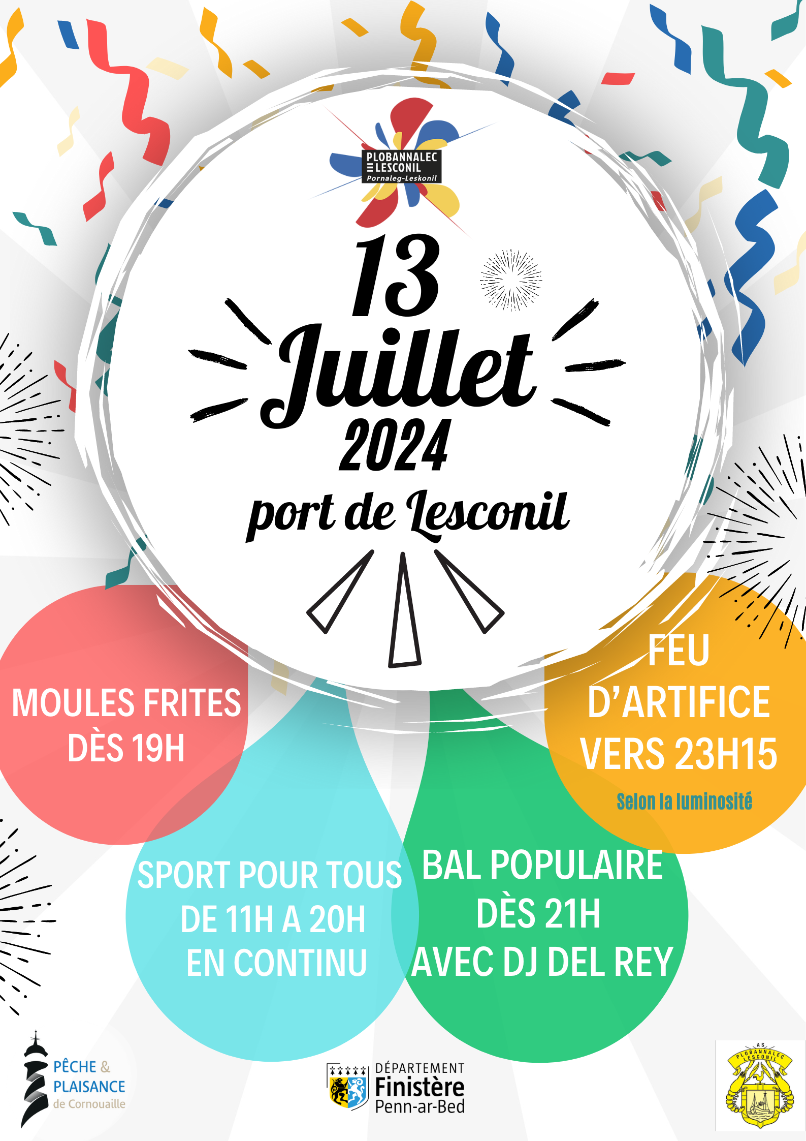 Festivités 13 juillet – Bal populaire, moules-frites & feu d’artifice